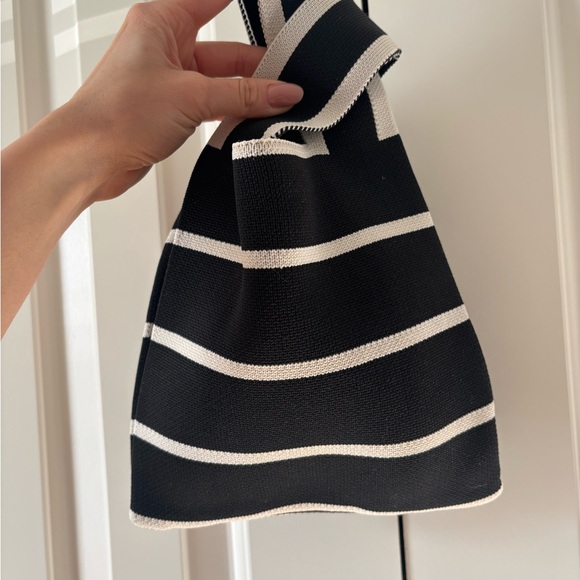 Black and White Striped Women's Bag - Picture 5 of 6
